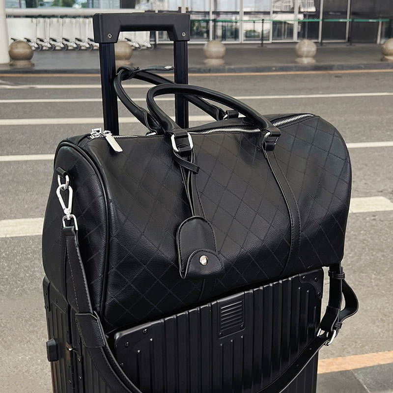 Soft Leather Chanel-Style Quilted Travel Bag for Women 2025 New Boston Carry-On Luggage Bag Vintage Handbag Gym Bag