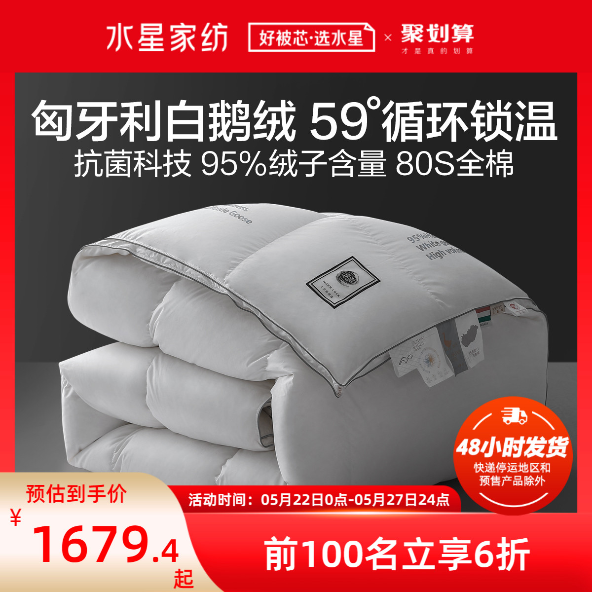 Waterstar home spun down quilted by Hungary 95 white goose down air conditioning Thickened Warm Quilt quilted by coveted goose down by winter quilt