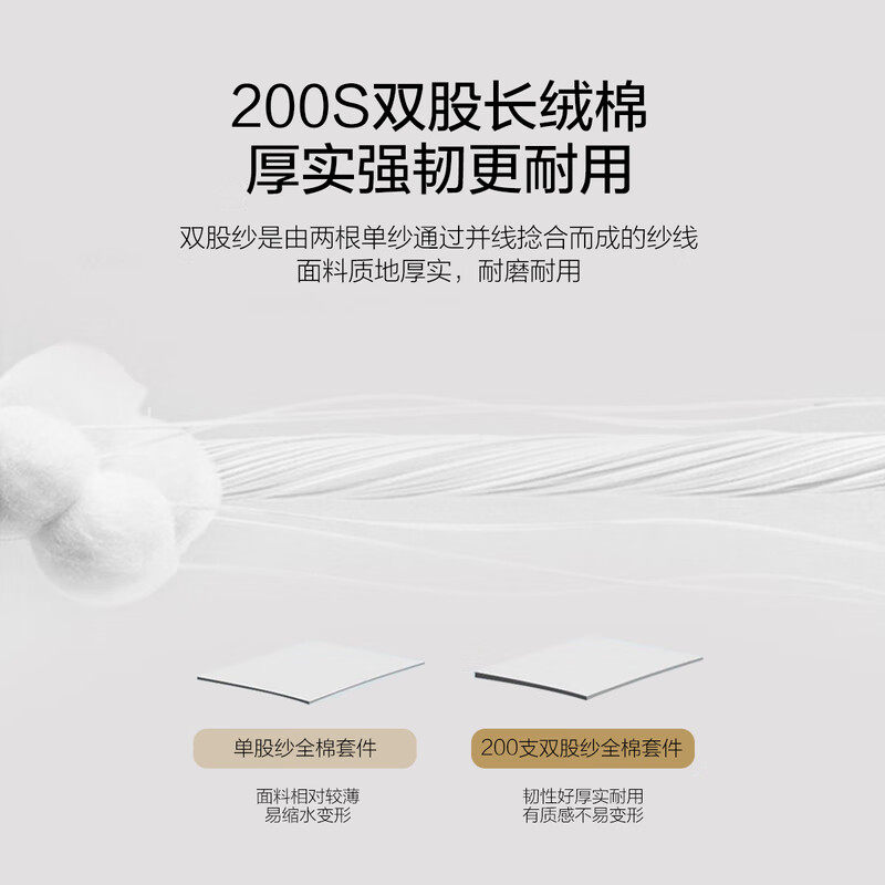 Mercury Home Textiles 200S Double-Ply Long-Staple Cotton Four-Piece Set, Satin Antibacterial Set, High-End Light Luxury Simple Embroidered Duvet Cover