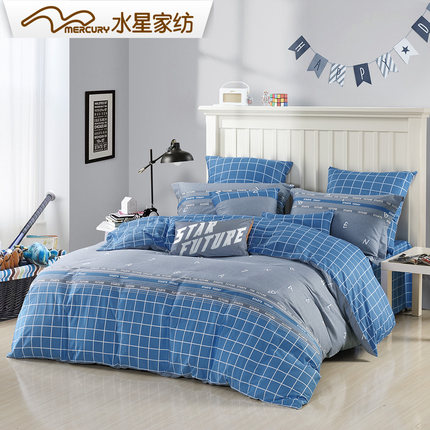 水星家纺 全棉印花卡通四件套 40S全棉 摩卡蓝德2018新品