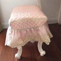 Pink satin sandwich cotton lace stool cover makeup stool cover dresser pedal set piano stool cover change shoe stool cover custom made