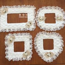 Eight simple white fabric switch covers high-end lace switch covers switch stickers rectangular double switch stickers