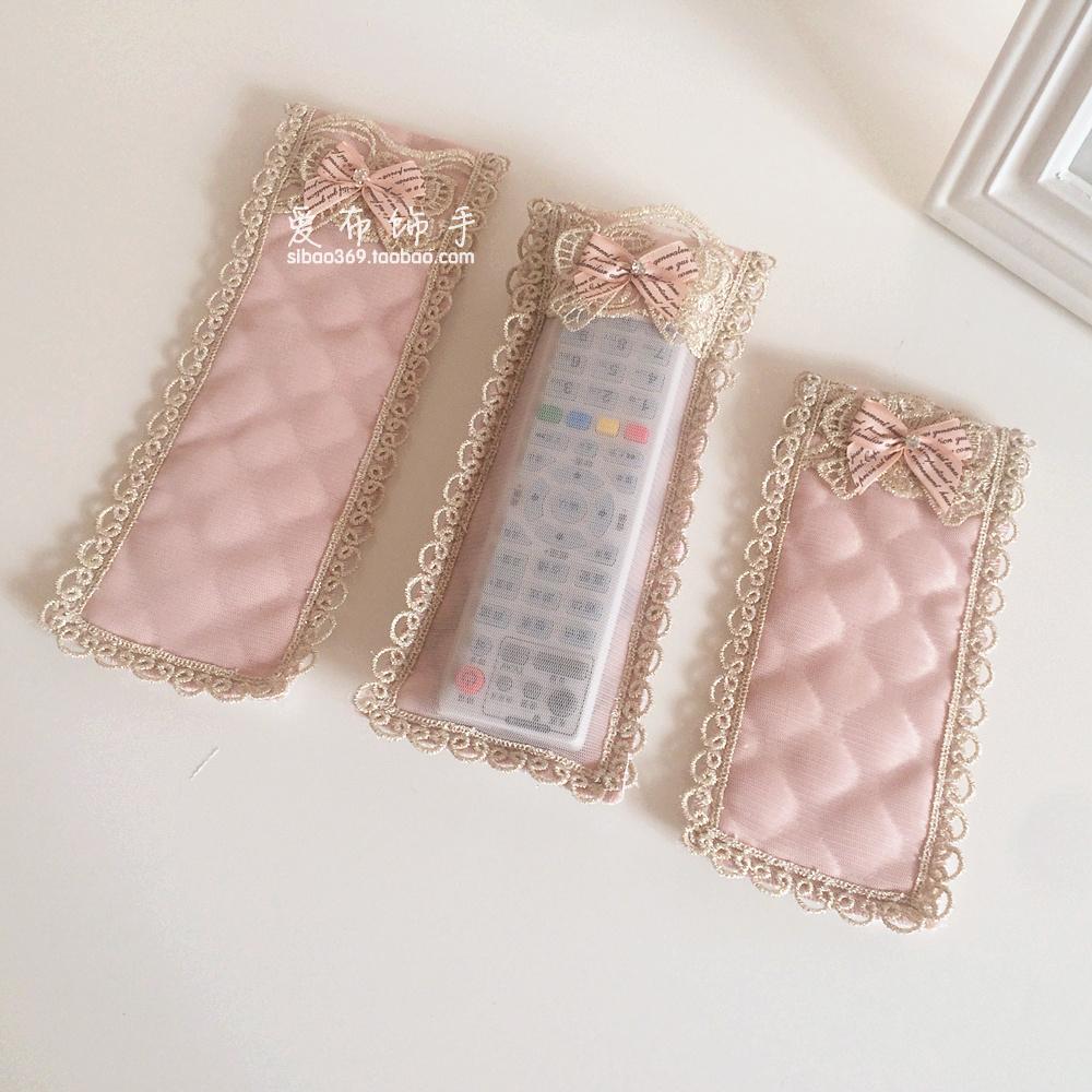 Pink fabric remote control cover TV box remote control cover Air conditioning remote control cover net surface five