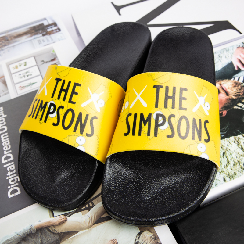 The Simpsons European and American Animation Slippers for Men and Women at Home, Personalized Breathable Thick-Soled Non-Slip Water Bathing Slippers