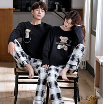 Japan JULIPET couple pajamas Spring and Autumn new cotton men and women long sleeve cartoon bear home suit