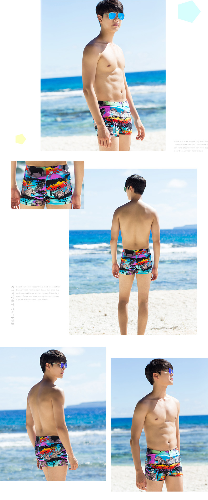 Đồ bơi nam Sanqi, boyshort, thể thao đua xe, size lớn, thời trang chuyên nghiệp dành cho người lớn, phân bón, tăng, áo tắm suối nước nóng quần bơi nam sexy
