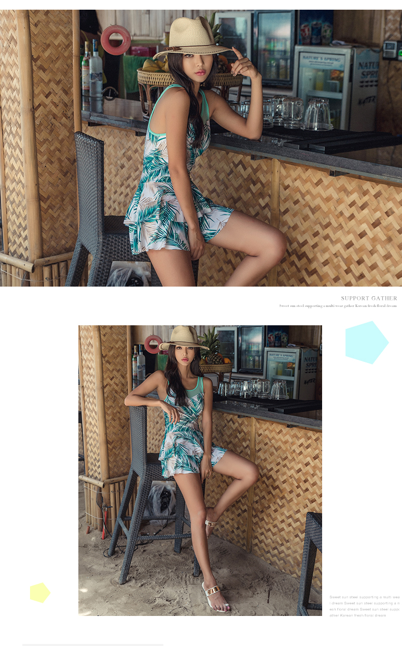 Ba mảnh một mảnh váy nhỏ ngực tập hợp áo tắm nữ cảm giác Hàn Quốc che bụng là mỏng bảo thủ nhỏ tươi áo tắm kích thước lớn - Bộ đồ bơi One Piece đồ bơi 1 mảnh tay dài