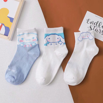 6 Double-day cute cartoon little white dog short socks boat Socks children shallow spring summer cotton socks short tube