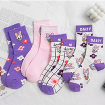 6 two-day cute cartoon Mickey Daisy Lady cotton socks ins tide mid-tube socks autumn and winter