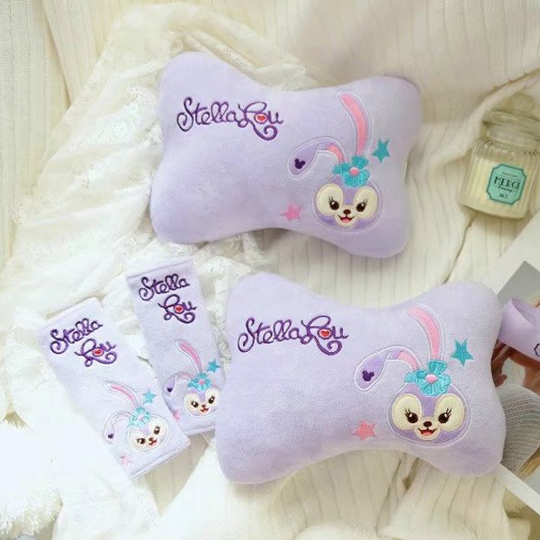 Cute Cartoon Rabbit Car Headrest Neck Pillow Car Pillow Pair Four Seasons Universal Car Pillow