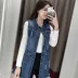 Thời trang áo vest denim mùa thu 2020 của phụ nữ phong cách Hàn Quốc lỏng lẻo mặc ngoài và áo khoác mỏng không tay kết hợp tất cả các kích thước lớn - Áo vest Áo vest