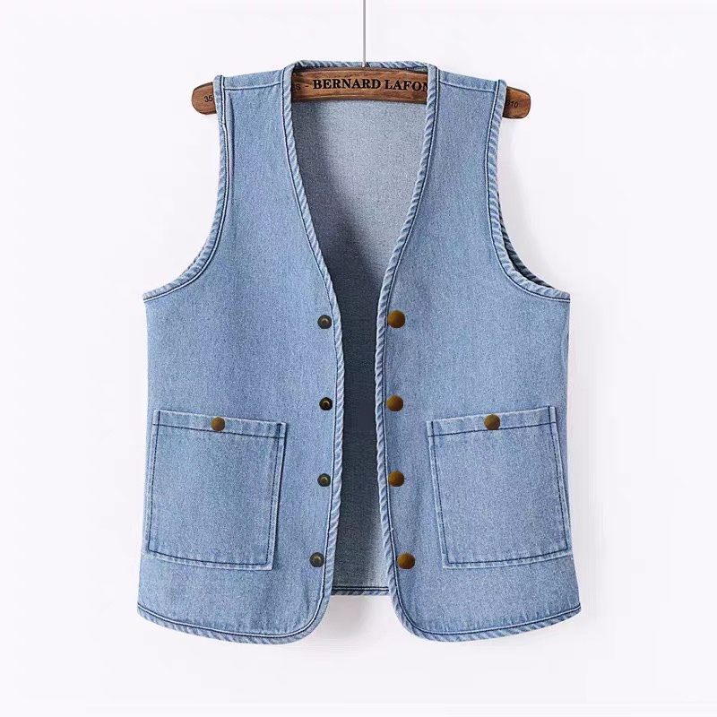 2024 Denim Vest for Women, Summer Thin Style, Sleeveless Outerwear, Fashionable Vest, Summer and Autumn Women's Jacket