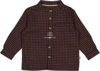 6673E-463 ｜ Полуночная коричневая красная рубашка 100%органический франкот хлопок