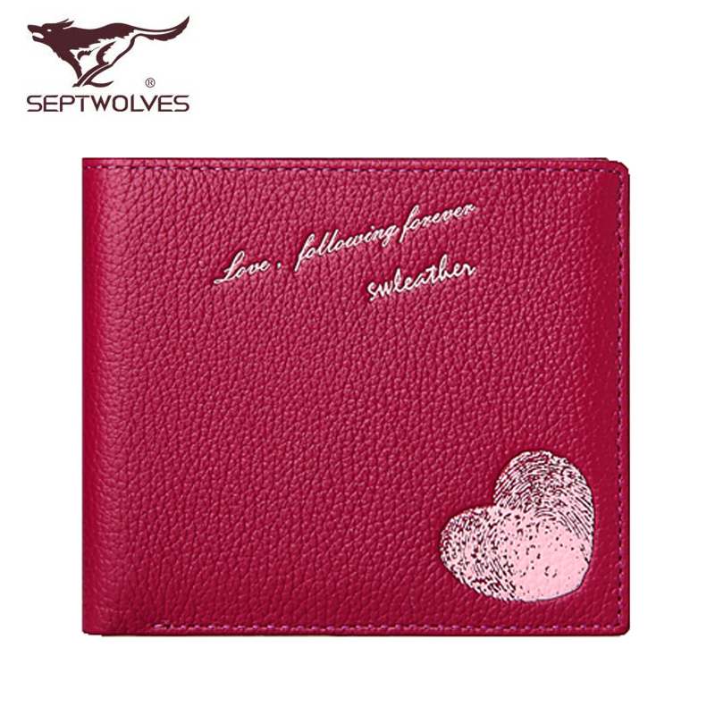 Seven Wolves Lady Wallet Couple Purse A Couple Women Money Clip Calf Leather Clip Genuine Leather Men And Women Short-Taobao