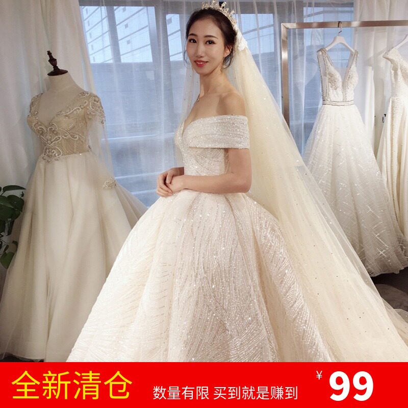 Main light wedding dresses 2022 new brides lined with high end luxurious large trailing big and high level sensation ladies