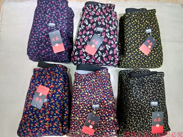 Daben ladies camel hair thickened printed cotton trousers warm pants middle-aged and elderly camel plush regular plus fat printed cotton trousers
