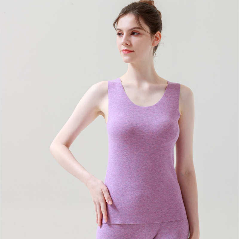 Shuke SN906-3 silk underwear seamless warm vest vest ladies round neck base plus velvet medium thickness