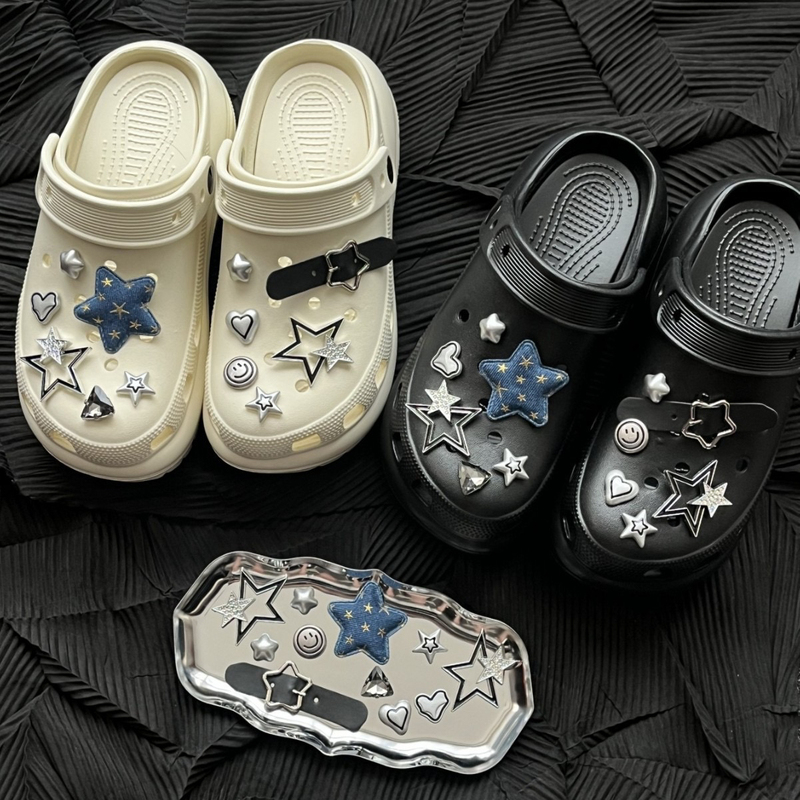 Cowboy Star ins Style Yk2 Silver Hole Shoe Accessories Crocs Shoe Charms Hot Girl DIY Decorative Charms