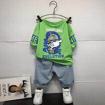 South Korea ins boys short sleeve suit 2021 summer children's clothing baby children's clothing children's summer clothing two-piece set 3