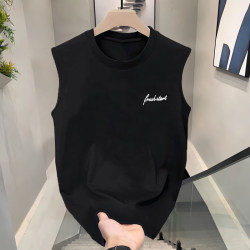 Heavyweight Pure Cotton Sleeveless Vest for Men, 2025 New Summer Style, American-Style Loose Fit, Trendy Tank Top, Sports Top