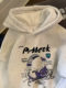 American-Style Heavyweight Fleece-Lined White-Gray Hooded Sweatshirt for Men, 2025 New Trendy Brand, Loose Fit, Student Couple Outfit Jacket