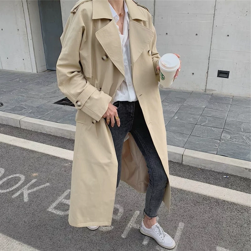 Mùa xuân 2020 mới KO. Áo gió nữ dài đến đầu gối kiểu Anh dài 1906 - Trench Coat