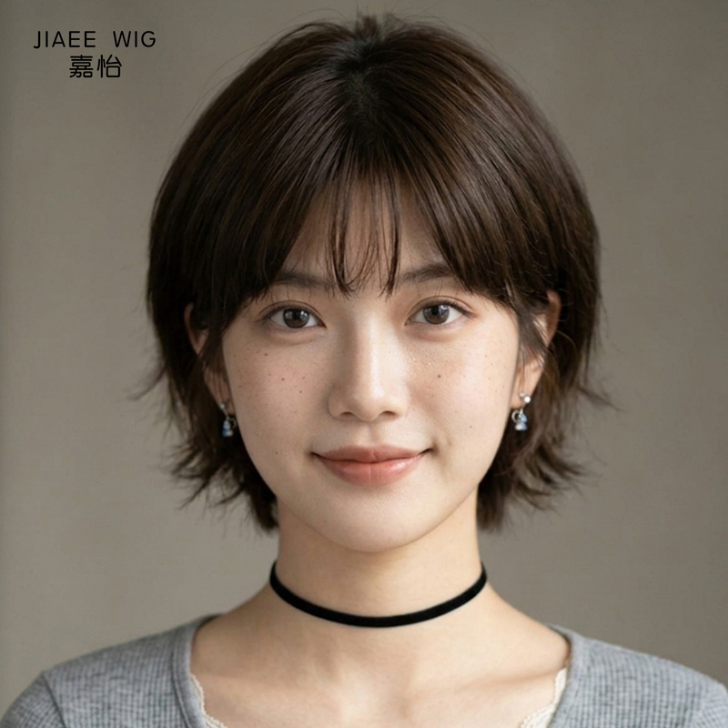 Wig for Women with Short Hair, Real Hair, Fashionable, Seamless, Full Head Wig, Natural Real Hair, Full Head Wig, Updo Style Wig for Women with Short Hair, Real Hair, Fashionable, Seamless, Full Head Wig, Natural Real Hair, Full Head Wig, Updo Style