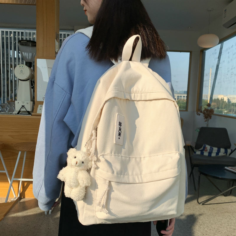 ins wind Japanese high school school bag Female college student canvas backpack Korean version Harajuku junior high school student backpack large capacity