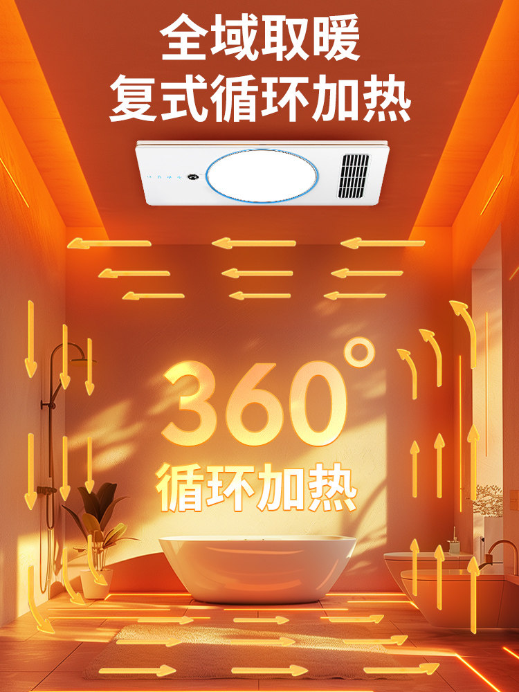 Dual-Wind Warm Bath Heater Lamp Integrated Ceiling High-Power Blower Ventilation Lighting All-In-One Bathroom Heater