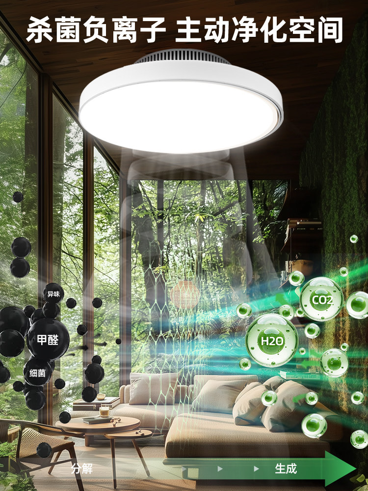 Full-Spectrum Bladeless Fan Light for Bedroom, Invisible 2025 New Model, Silent Ceiling Fan for Master Bedroom, Room Fan, Ceiling Fan Light