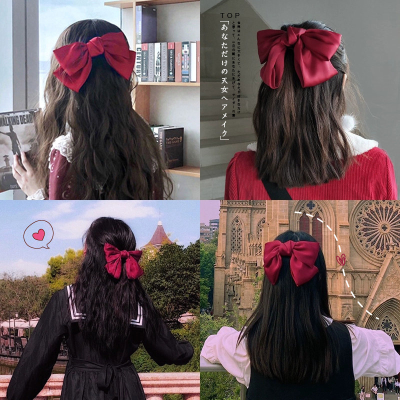 Zhou Yangqing the same paragraph black oversized bow hairpin Korean super fairy back net red hair card headdress hair rope female