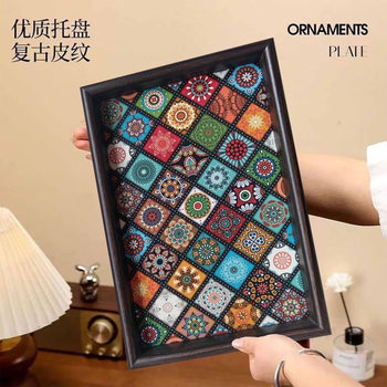 Boho style ornaments tray entrance living room creative storage tray jewelry snacks household storage tray