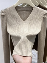 Jin) Warm and versatile long-sleeved 200 tops slim fit 8 knitted sweaters for women in autumn and winter (0 Western style V-neck wool-