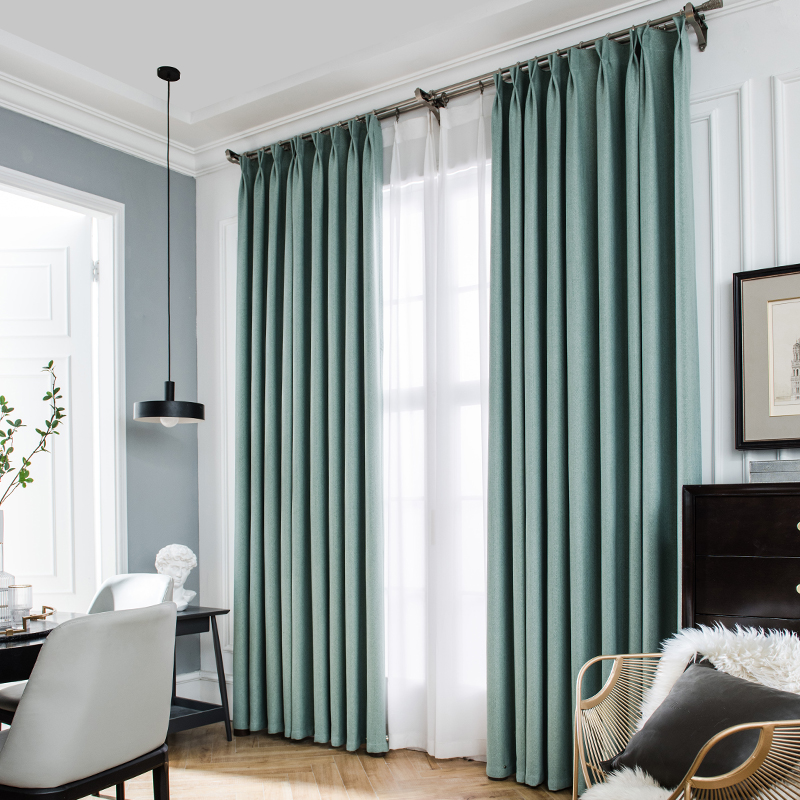 Curtain phong cách tối giản không khí phòng khách phòng ngủ cao cấp Bắc Âu 2020 phong cách mới màu rắn che móc sang trọng ánh sáng