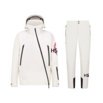 Independent DR co-branded ski suit set purple and white three-proof specific material thick and warm single board and double board single product