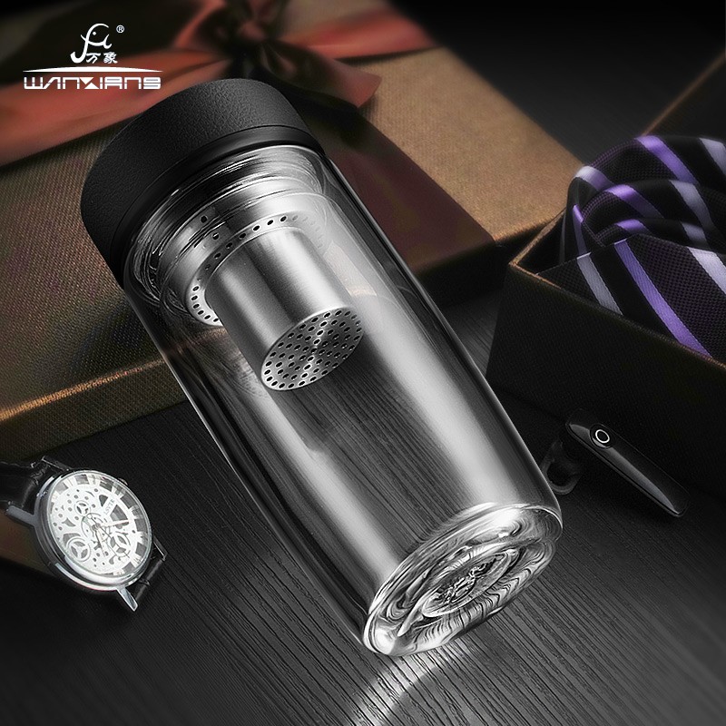 Vientiane double-layer glass high-end office tea cup with filter business portable car tea cup V16 V17