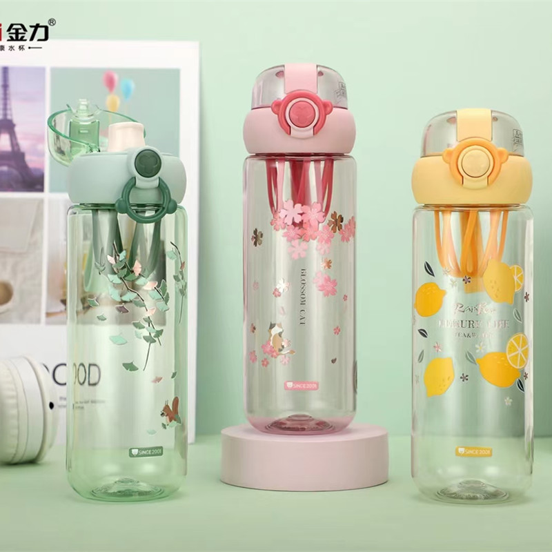 Jinli Tritan plastic water cup portable summer primary school student cup men and women sports fitness space cup kettle