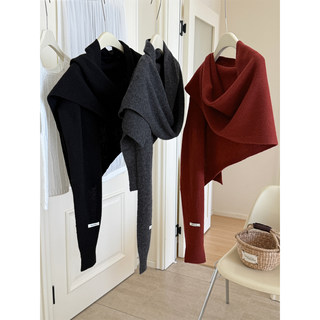 Australian 100% Wool Irregular Oversized Shawl for Women, Knotted Layered Neck Warmer, Vest, Scarf, and Warm Wrap