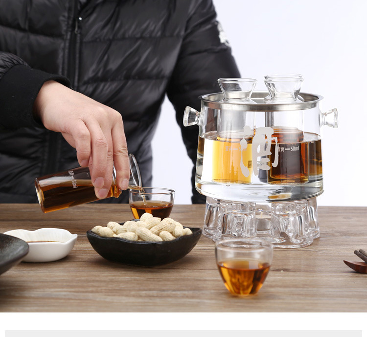 Hộ gia đình Mingshangde nhiệt vàng đỏ rượu vang trắng rượu vang nóng rượu vang ấm rượu ly ấm rượu đặt ly rượu - Rượu vang ly rượu vang thuỷ tinh