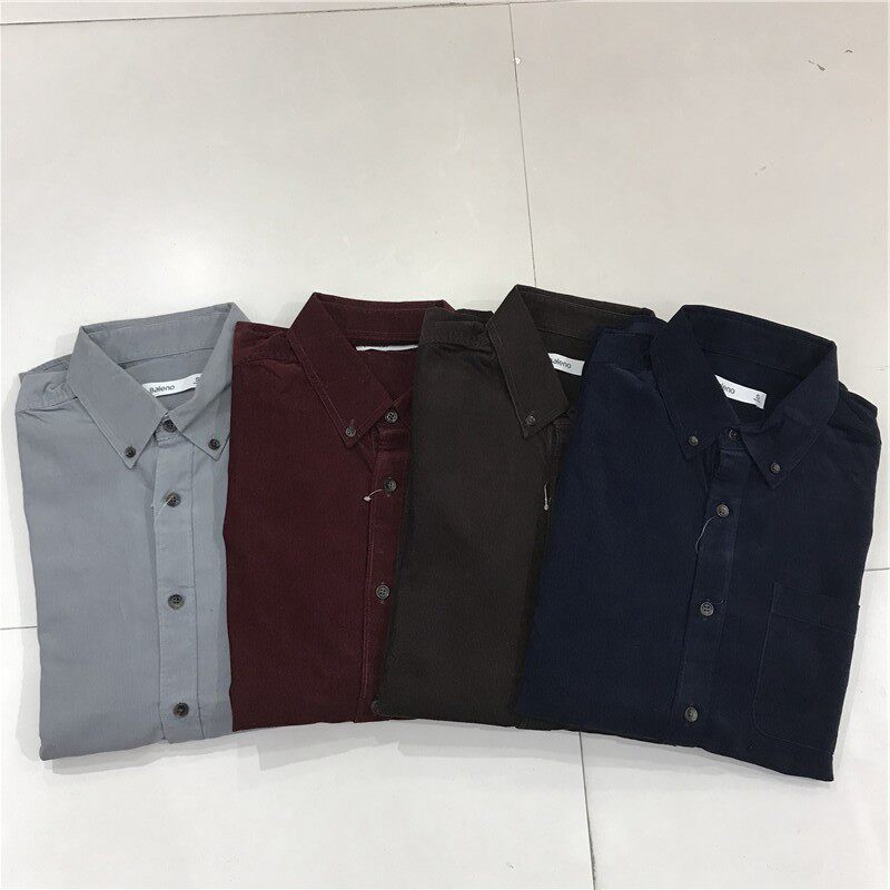 Baleno shirt men's thick cotton skin-friendly brushed corduroy solid color slim long-sleeved shirt 88834030