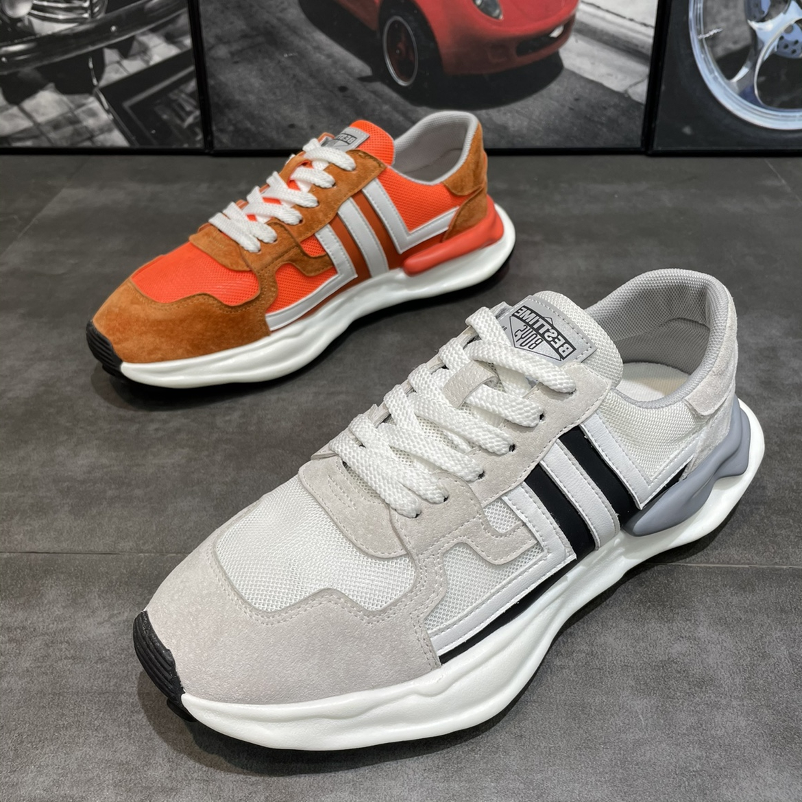 Hong Kong tide brand with Supreme breathable men's shoes mesh small white shoes casual sports deodorant shoes color matching summer