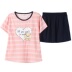 Bộ đồ ngủ nữ mùa hè ngắn tay cotton Phim hoạt hình Hàn Quốc Bộ đồ giản dị Bộ đồ nữ mỏng hai mảnh pijama nam trung niên Bộ Pajama