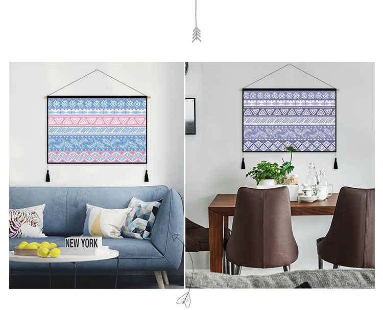Hiện đại gió dân tộc tấm thảm vải cotton linen Bắc Âu treo cứng ins treo tranh trang trí tường đồng hồ điện hộp bìa tranh thảm vải treo tường