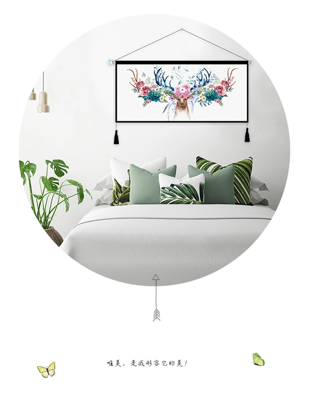 Bắc âu tối giản ngủ cạnh giường ngủ sơn tường treo vải tấm thảm phòng khách sofa tường nền trang trí bạt sơn