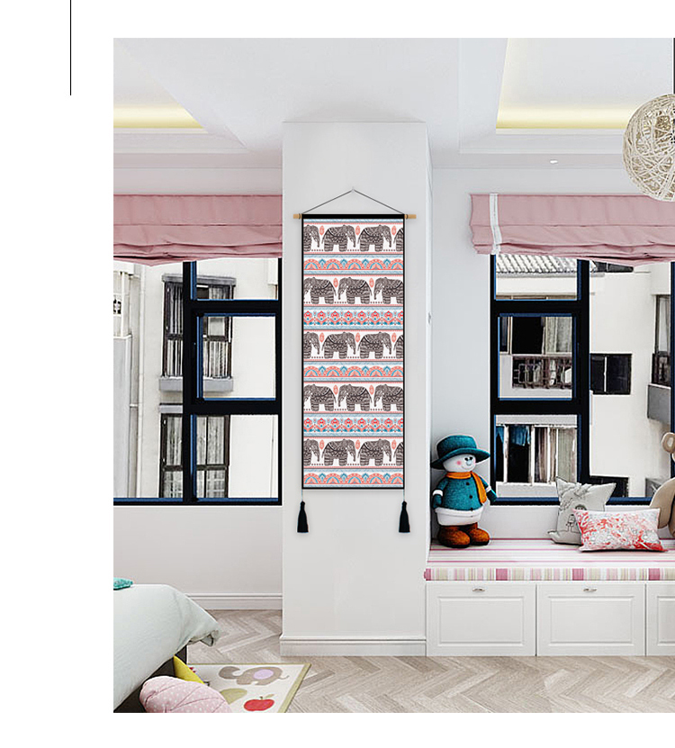 Hiện đại gió dân tộc tấm thảm vải cotton linen Bắc Âu treo cứng ins treo tranh trang trí tường đồng hồ điện hộp bìa tranh thảm vải treo tường