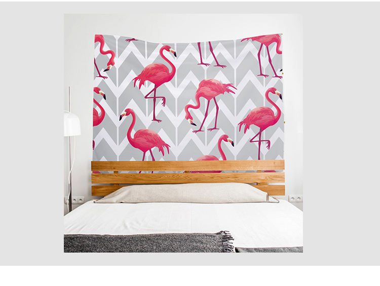 Ins phòng ngủ Bắc Âu trang trí vải flamingo tường tấm thảm treo vải lưới màu đỏ neo hình ảnh sofa nền vải tường thảm treo tường decor	