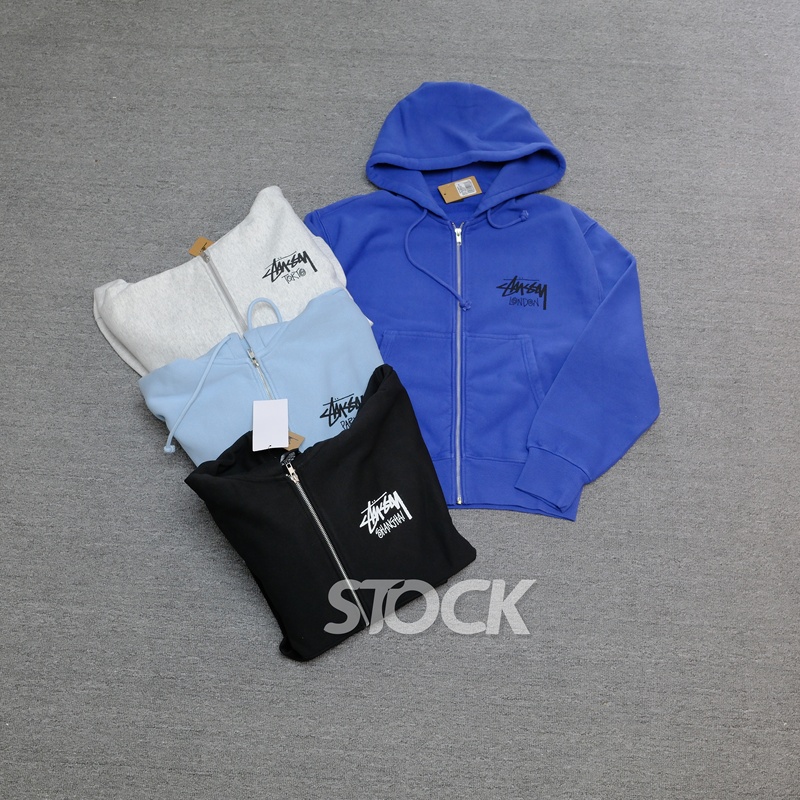 In Stock Stussy 26Ss Zip Hooded City Limited Edition Tokyo Paris London Zip-Up Hoodie Sweatshirt In Stock Stussy 26Ss Zip Hooded City Limited Edition Tokyo Paris London Zip-Up Hoodie Sweatshirt