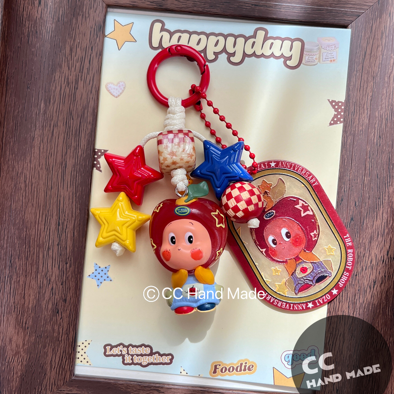 Star Man Pendant Bag Keychain Cute Doll Accessory Star Man Customizable Small Apple Phone Chain