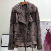  2021 winter new haining Australian Tuscan fur one-piece lamb fur grass coat womens motorcycle coat