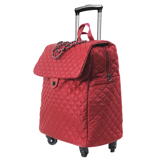 Fashion trolley bag travel soft case female light mute universal wheel luggage handbag red wedding cloth 20 inches